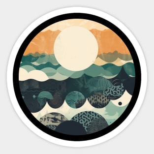 Hokusai Japanese Art Inspired Patterned Ocean Sticker